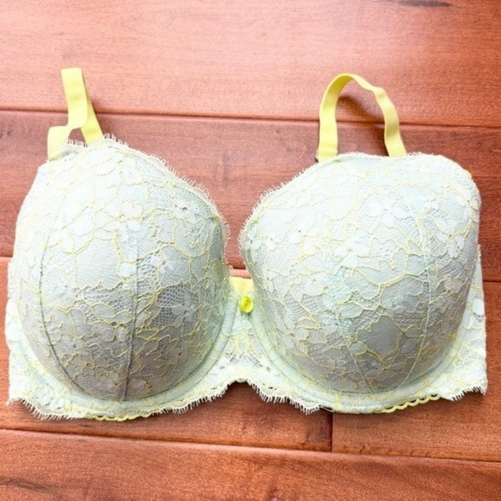 Victoria's Secret‎ Dream Angels Lace Demi Bra 34DDD Mint Yellow